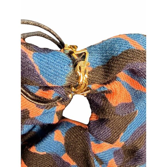 Saint Laurent NWT Cassandre Chouchou Hair Scrunchie in Blue Leopard Print main image 10